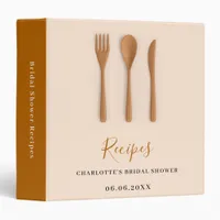 Wooden kitchen utensils Bridal Shower recipe 3 Ring Binder