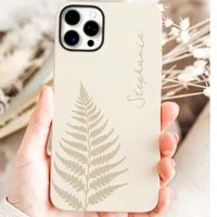 Cottagecore Cream Forest Fern Custom Name iPhone 16 Pro Max Case