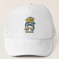 Ukraine Woman Blue and Yellow  Trucker Hat