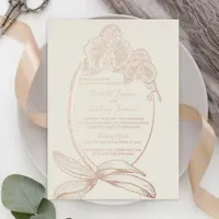 Elegant Gold Foil Orchid Real Foil Wedding  Foil Invitation