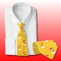 Christmas Duck Santa Fun Yellow and Red Polka Dot Neck Tie