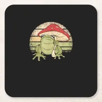 Cute Cottagecore Aesthetic Frog Mushroom Goblincor Square Paper Coaster