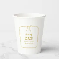 Elegant Whimsical Bow Yellow Gold Graduation Favor Paper Cups