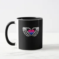 Bisexual Pride Skeleton Halloween Bi Goth Heart Cl Mug