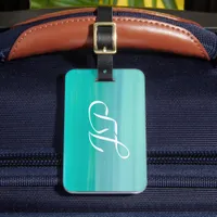 Aquamarine Turquoise Green monogram Luggage Tag