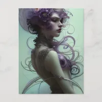 Fantasy Woman With Purple Hair Postcard