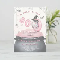 A Sweet Little Boo Is Almost Due Pink Baby Shower Invitation