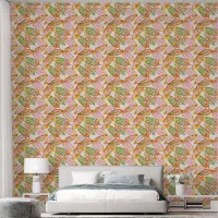 Bold Botanical Block Print Abstract Jumbo Leaves Wallpaper