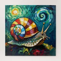 Vibrantly Colorful Impasto Whimsical Snail Jigsaw Puzzle