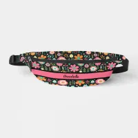 Whimsical Flower Patch on Black Print Cut Sew Bag