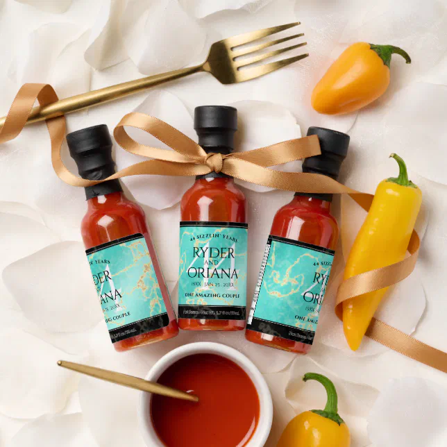 Elegant 44th Turquoise Wedding Anniversary Hot Sauces