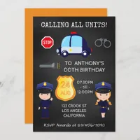 Cops and Robbers Birthday Chalkboard Invitation