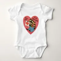 Vintage Valentine Raccoon Baby Bodysuit