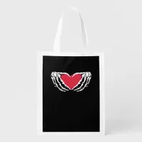 Cool Classic Funny Skeleton Hands Heart - Valentin Grocery Bag