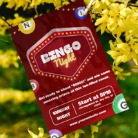 Red Modern Bingo Night Invitations