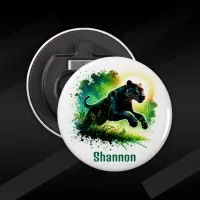 Black Panther with green surroundings Monogram | Bottle Opener