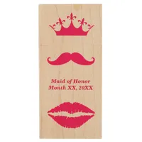 Maid of Honor Pink Mustache USB Wooden Flash Drive