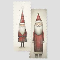 Whimsical Vintage Style Santas Two-sided Bookmarks