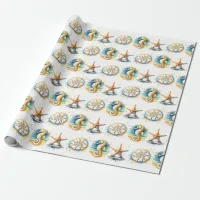 Coastal Themed Beachy Boy's Baby Shower Wrapping Paper