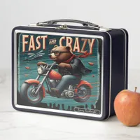 Bear on a Bike Metal Lunch Box