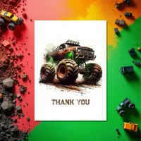 Rugged Off-Road Monster Truck Birthday Thank You Card