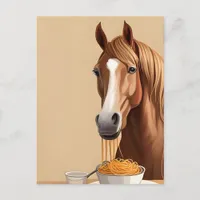 Horse Eats Spaghetti Postcard