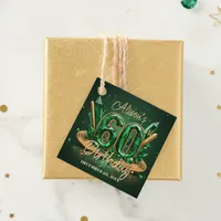 Stylish Luxury Emerald Green Gold 60th Birthday Favor Tags