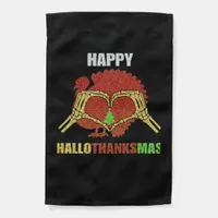 Happy Hallothanksmas Fun Holiday Season Mashup Garden Flag