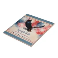 Patriotic Eagle Fireworks 1776–2026 US Keepsake Ceramic Tile