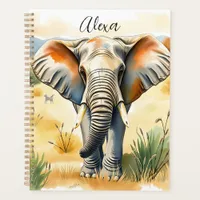 Watercolor Illustration of Mama and Baby Elephant Planner