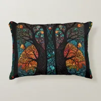 Tree of life mosaic stained glass effect accent pillow