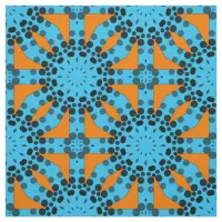 Turquoise & Orange Elegant Geometric Pattern Fabric