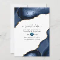 Navy and Gold Agate Wedding Save The Date