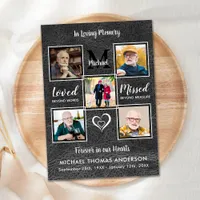 Memorial 5 Photo Vintage Leather Sympathy Funeral Thank You Card