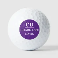 Purple monogram name golf balls