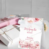 Tying the knot pink florals bow Bridal Shower Favor Boxes