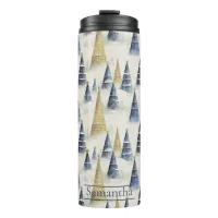 Blue Gold Christmas Pattern#8 ID1009 Thermal Tumbler