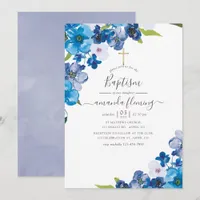 Hues of Blue Floral Baptism Invitation