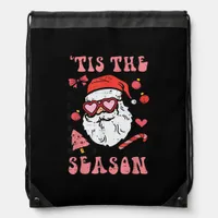 Groovy Christmas Santa Tis The Season Drawstring Bag