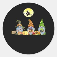Happy Fall Y’all Cute Halloween Gnomes It’s Fall Y Classic Round Sticker