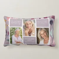 Elegant Lilac Floral Photo Collage Memorial Lumbar Pillow