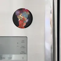 Vintage Lady and Fireworks Magnet