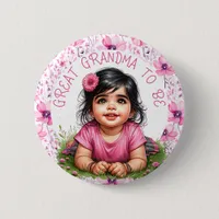 Girl's Pink Baby Shower | Great Grandma to be Button