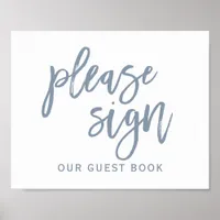 Wedding Sign "Please Sign" Typography | Dusty Blue