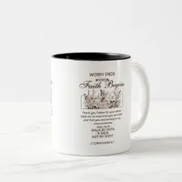 Walk by Faith 2 Corinthians Floral Scripture Two-Tone Coffee Mug