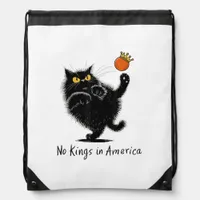 Cat No Kings In America We The People Political Drawstring Bag