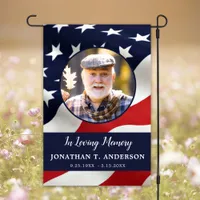 Patriotic Memorial Custom Photo Grave Cemetery Garden Flag