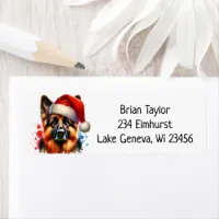 German Shepherd Dog in Santa Hat Christmas   Label