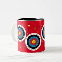 Archery Arrows and Targets, Fun Bow Shooting Two-Tone Coffee Mug