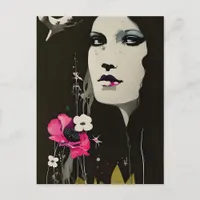 Woman and Flowers Postcard